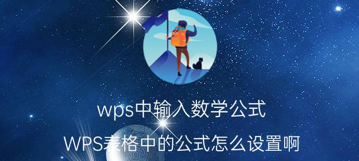 wps中输入数学公式 WPS表格中的公式怎么设置啊？